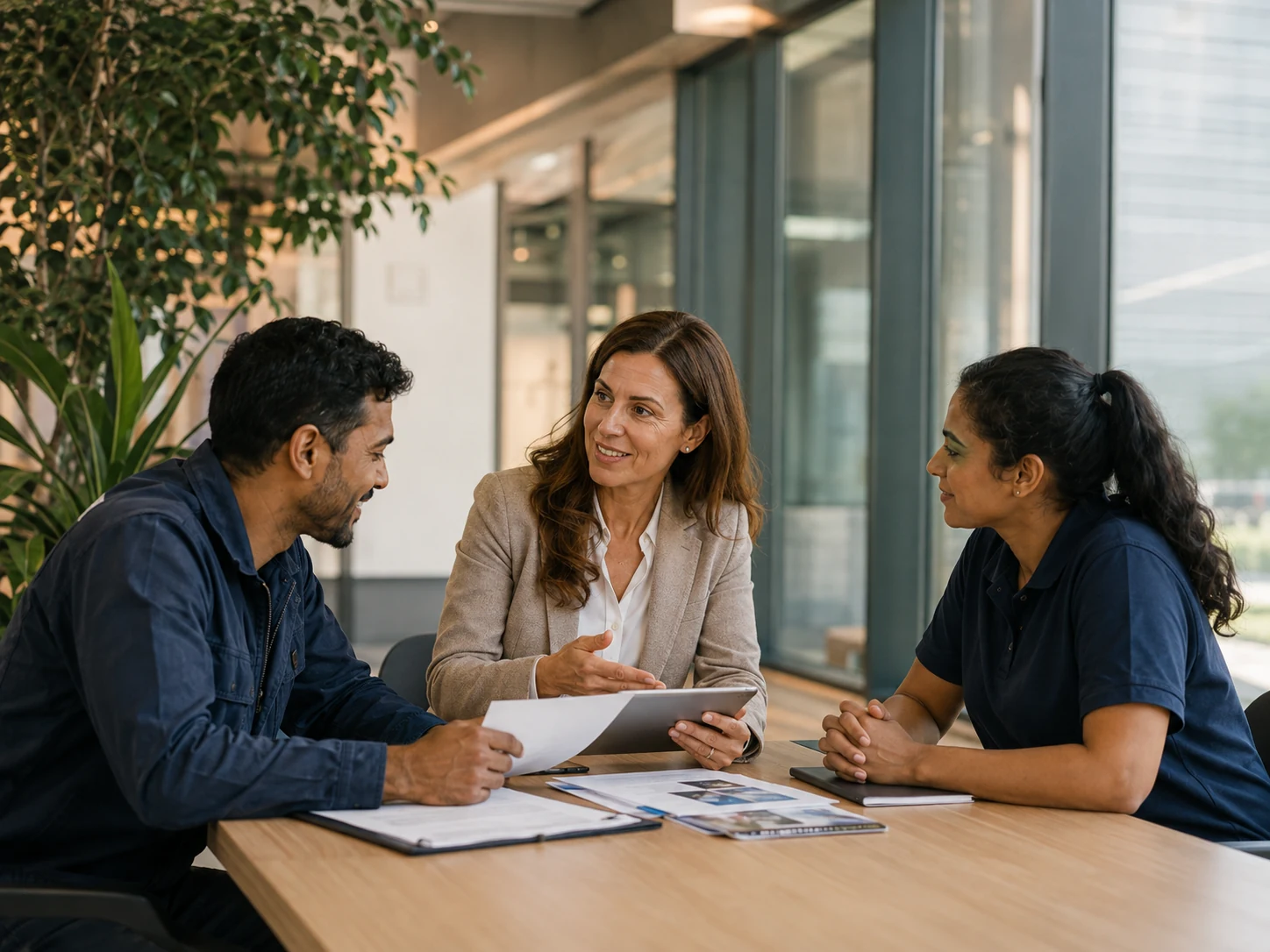 SSF team members reviewing workforce plans together, reflecting the organisation’s mission to connect people with opportunity.