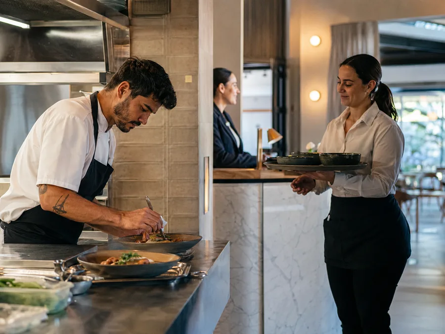 Hospitality professionals working in a hotel and catering environment.
